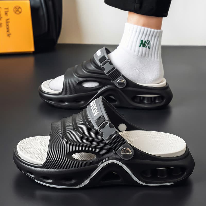 Chinelos masculinos 2026 novo estilo verão exterior usar antiderrapante resistente ao desgaste sandália coberta de dedo