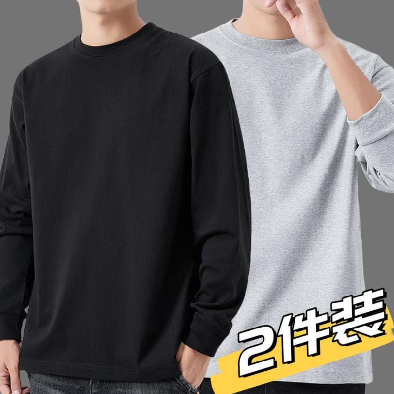 Roupas de outono masculinas com cordão de manga comprida camiseta em torno do pescoço Modal camiseta interior na moda co