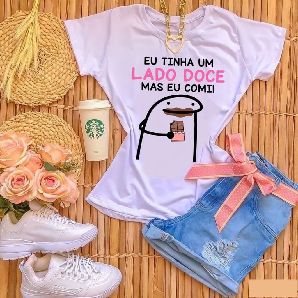 camisa blusinha t shirt basica estampa bentô flork frases engracadas p ao gg