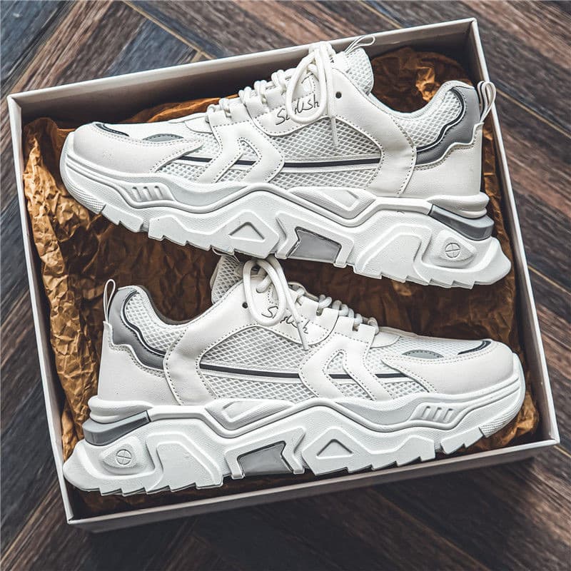 Sapatos masculinos inverno respirável novo estilo na moda All-Match juventude esportes casuais de sola grossa aumentado