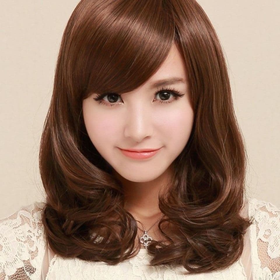 Peruca feminina médio longo cabelo encaracolado onda grande estilo mãe cabelo encaracolado versão coreana moda meia-idad