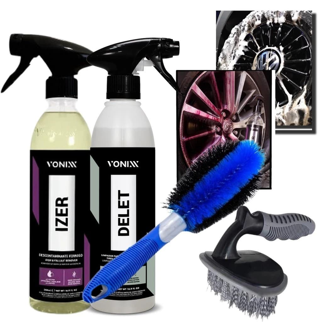 Kit Delet Vonixx + Izer + Escova Limpa Pneus e Furo de Rodas