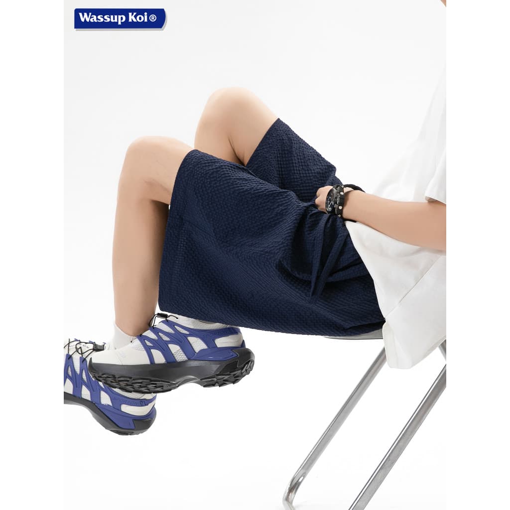 WASSUP KOI Shorts casuais soltos masculinos americanos verão de secagem rápida calças esportivas de cinco pontos calças