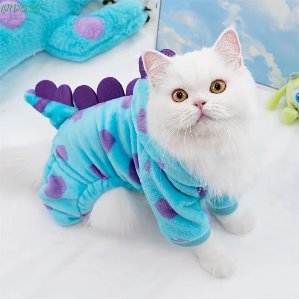 Roupas Para Animais De Estimação NIDOSE , Cães Pequenos E Médios , Outono Inverno , Casaco Com Capuz De Dinossauro Azul