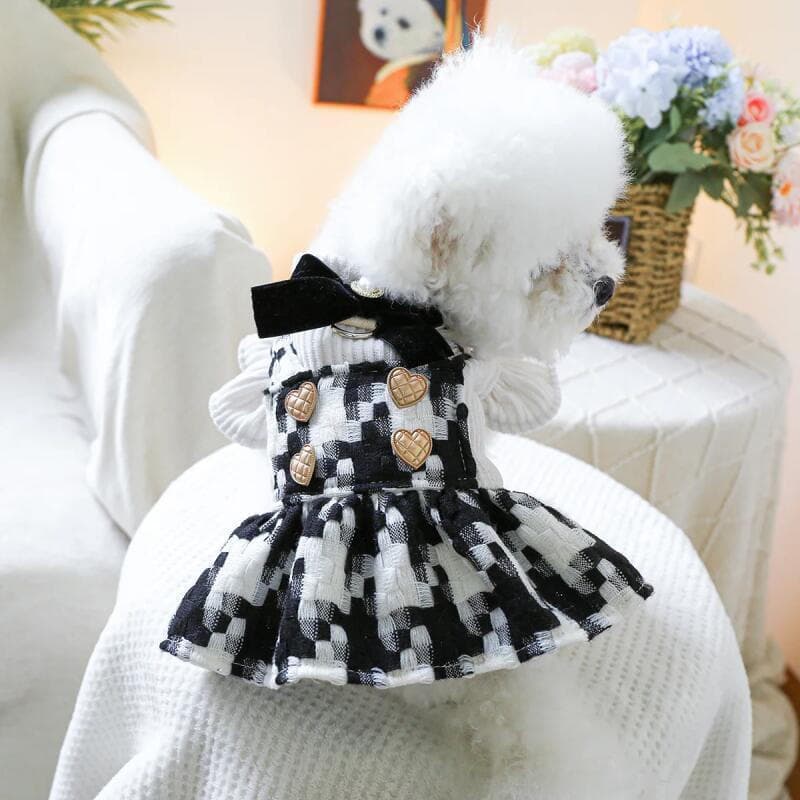 Coleira de Luxo Preta para Cães, Vestuário para Pequenos Animais de Estimação, Outono Inverno, Uniforme de Festa para Fi