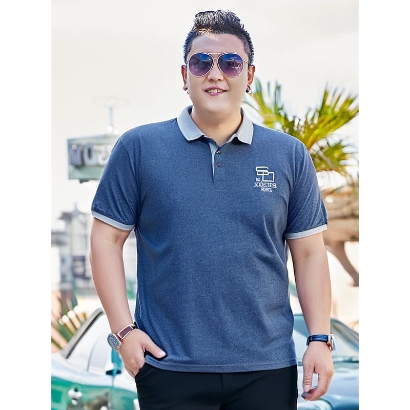 2025 verão gordo negócios Casual puro algodão lapela camisa Polo solta mais gordura plus Size cara gordo manga curta t c
