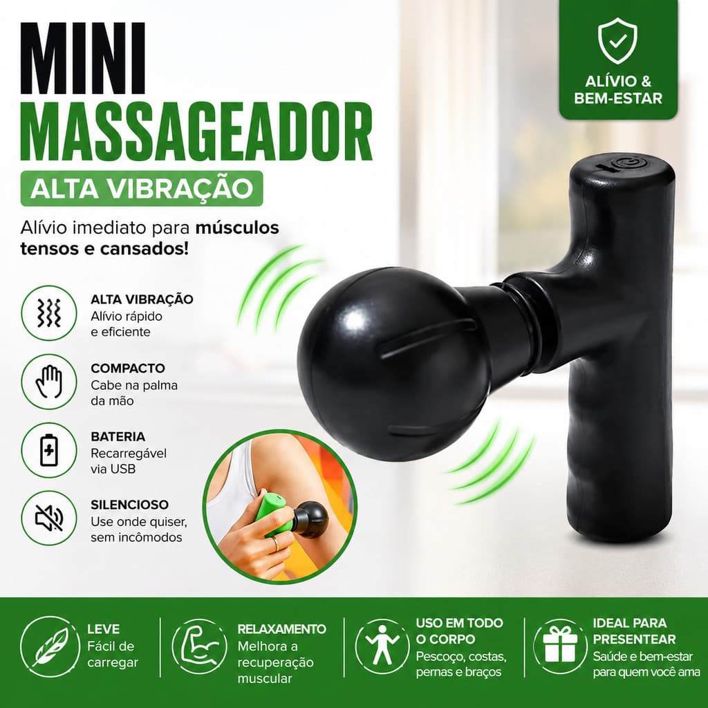Mini Massageador GUN USB Recarregável 5v Para Corpo e Face Gun
