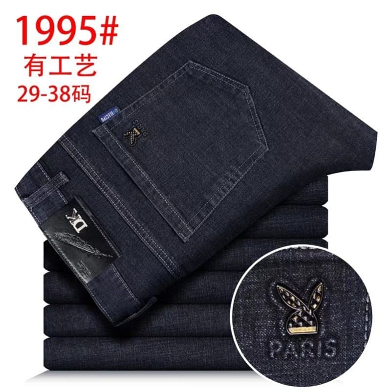 Elástico novo estilo outono inverno Jeans cintura média reta solta meia-idade moda tendência trabalho Casual calças gros