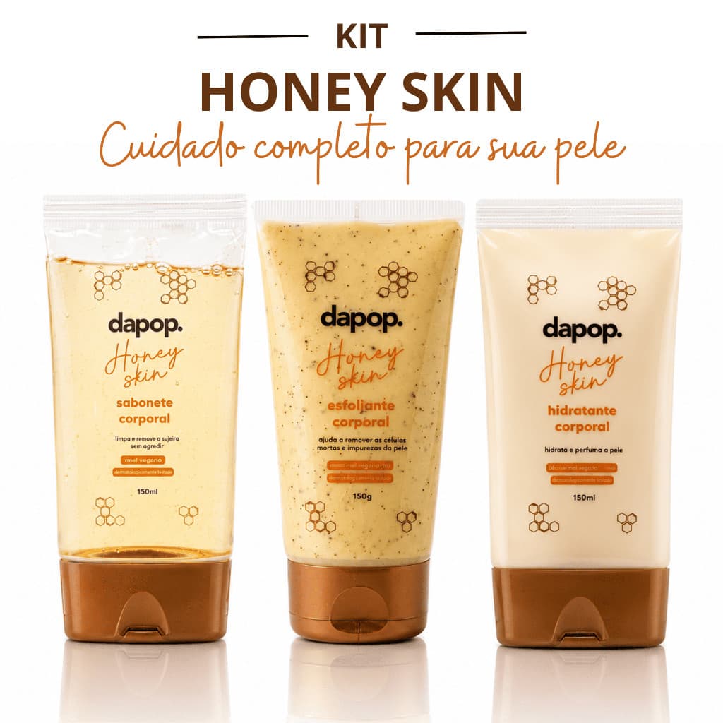 Kit Corporal de Mel Honey Skin Dapop Sabonete Esfoliante e Hidratante Corporal 150ml