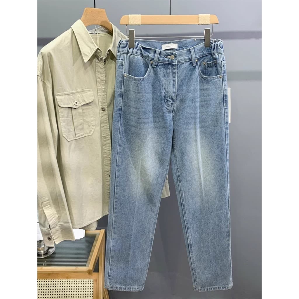 Primavera outono novo estilo na moda Retro nostálgico lavado Jeans retos versão coreana moda Casual calças compridas mas