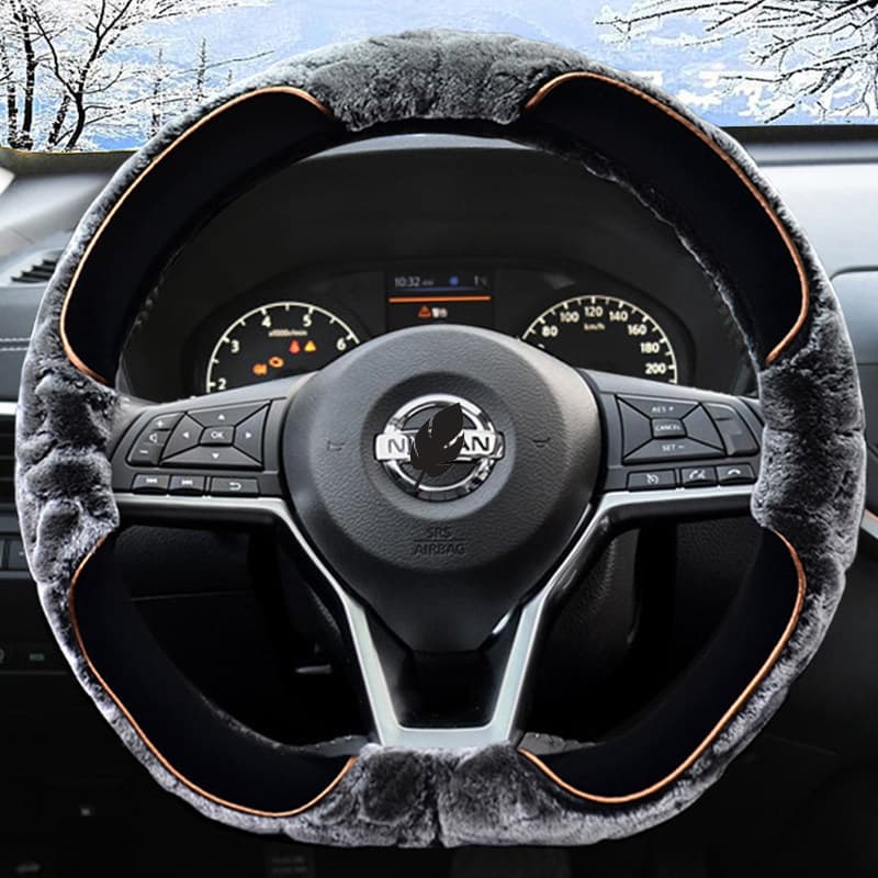 Adequado para Nissan novo sylvan Qijun capa de volante inverno pelúcia fuga Jinke Teana azul pássaro Tiida aperto capa