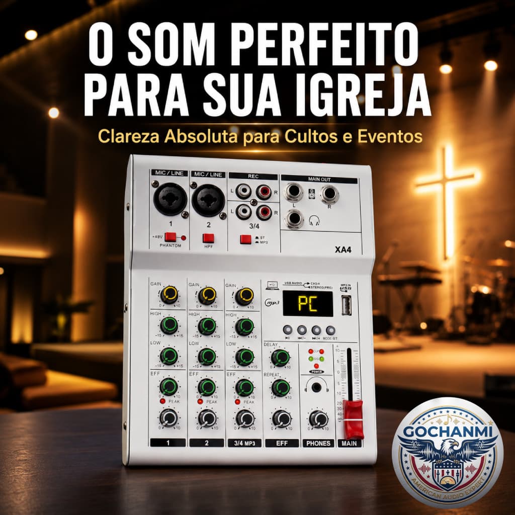 Mesa de Som Profissional XA4 4 Canais Com Baixa Latência e Som Limpo