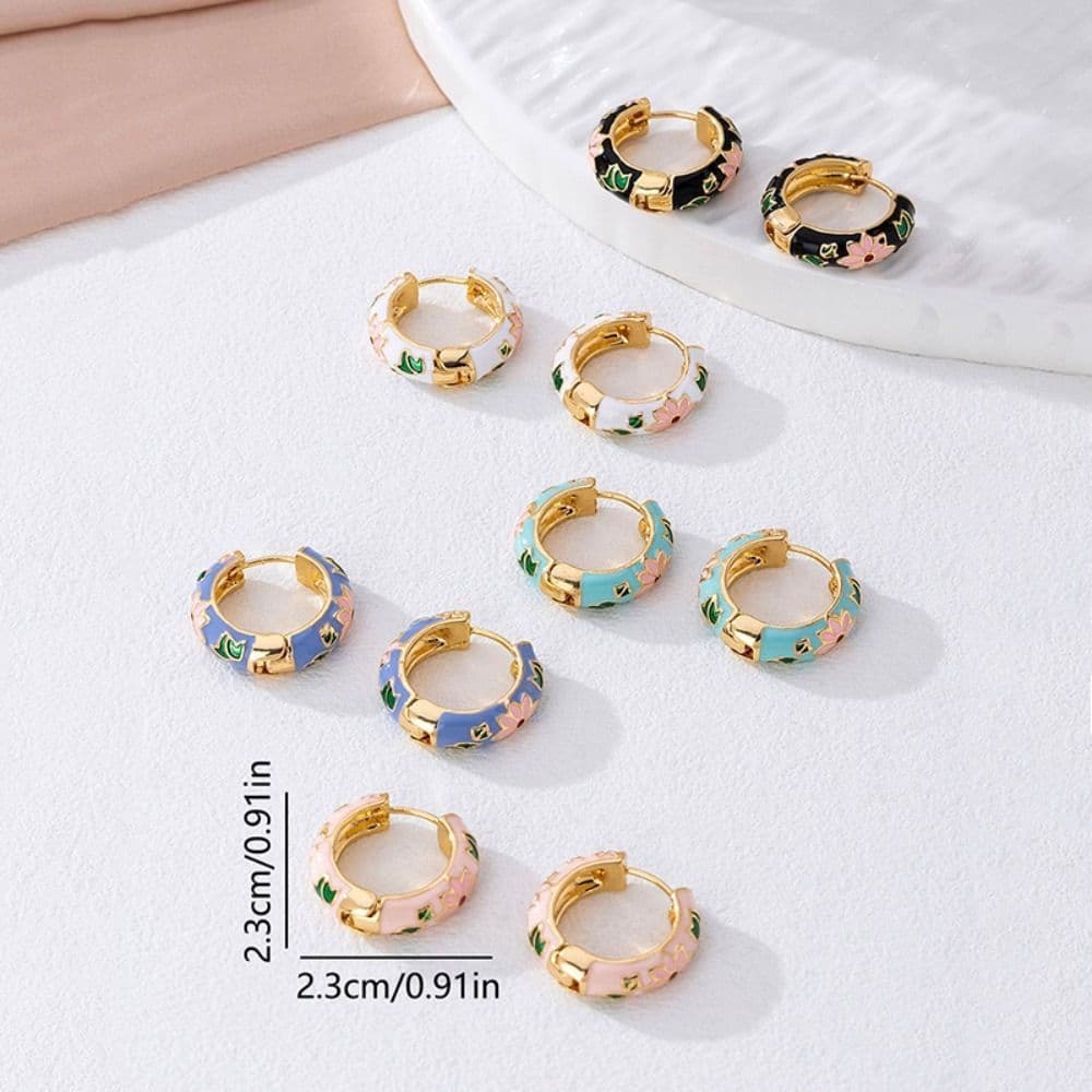 Brincos Florais Esmaltados AHMED, Estilo Tradicional Chinês e Coreano, Brincos Clássicos Vintage com Efeito de Gota de Ó