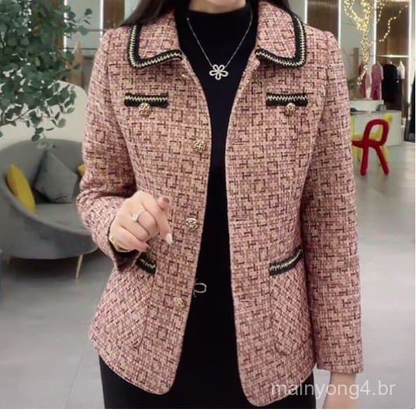 Plus Size jaqueta de lã feminina outono inverno novo estilo Cross-Border europeu americano moda lapela jaqueta feminina.