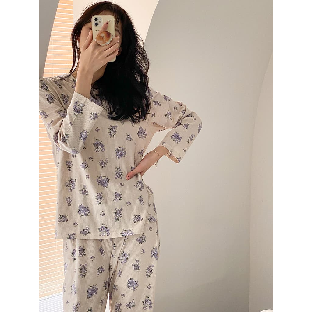 2024 novo estilo puro algodão Tianzhu algodão pijamas calças de pijama primavera verão terno puro algodão malha algodão