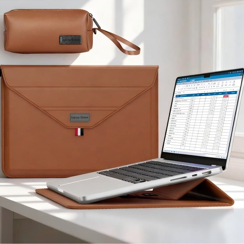 Mochila para notebook de alta qualidade, couro, 13 a 16 polegadas, com suporte e bolsa para carregador