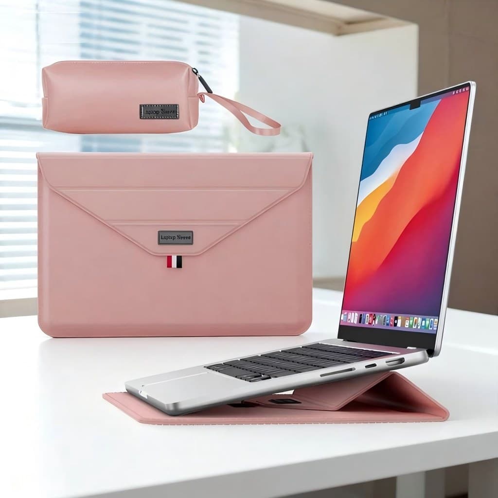 Mochila para notebook de alta qualidade, couro, 13 a 16 polegadas, com suporte e bolsa para carregador