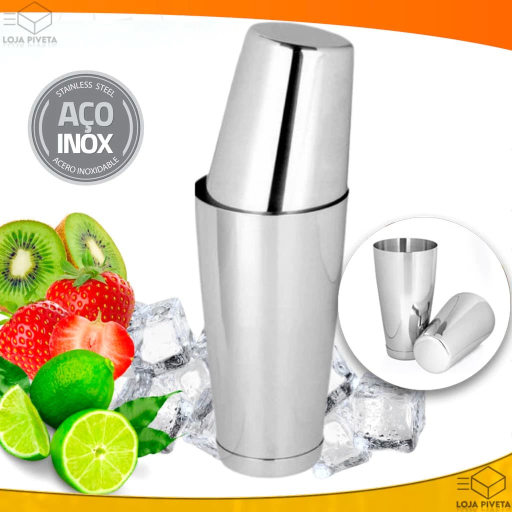 Coqueteleira Profissional Boston 820ml Barman Drinks Bebidas Bares Festa OFERTA