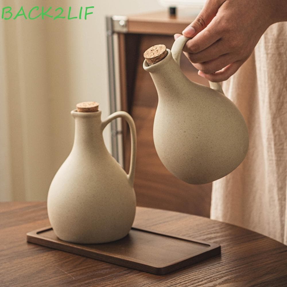 Pote De Óleo Minimalista Estilo Japonês BACK2LIF , Garrafa De Molho De Soja Bege De Cerâmica Grossa , Chaleira De Azeite