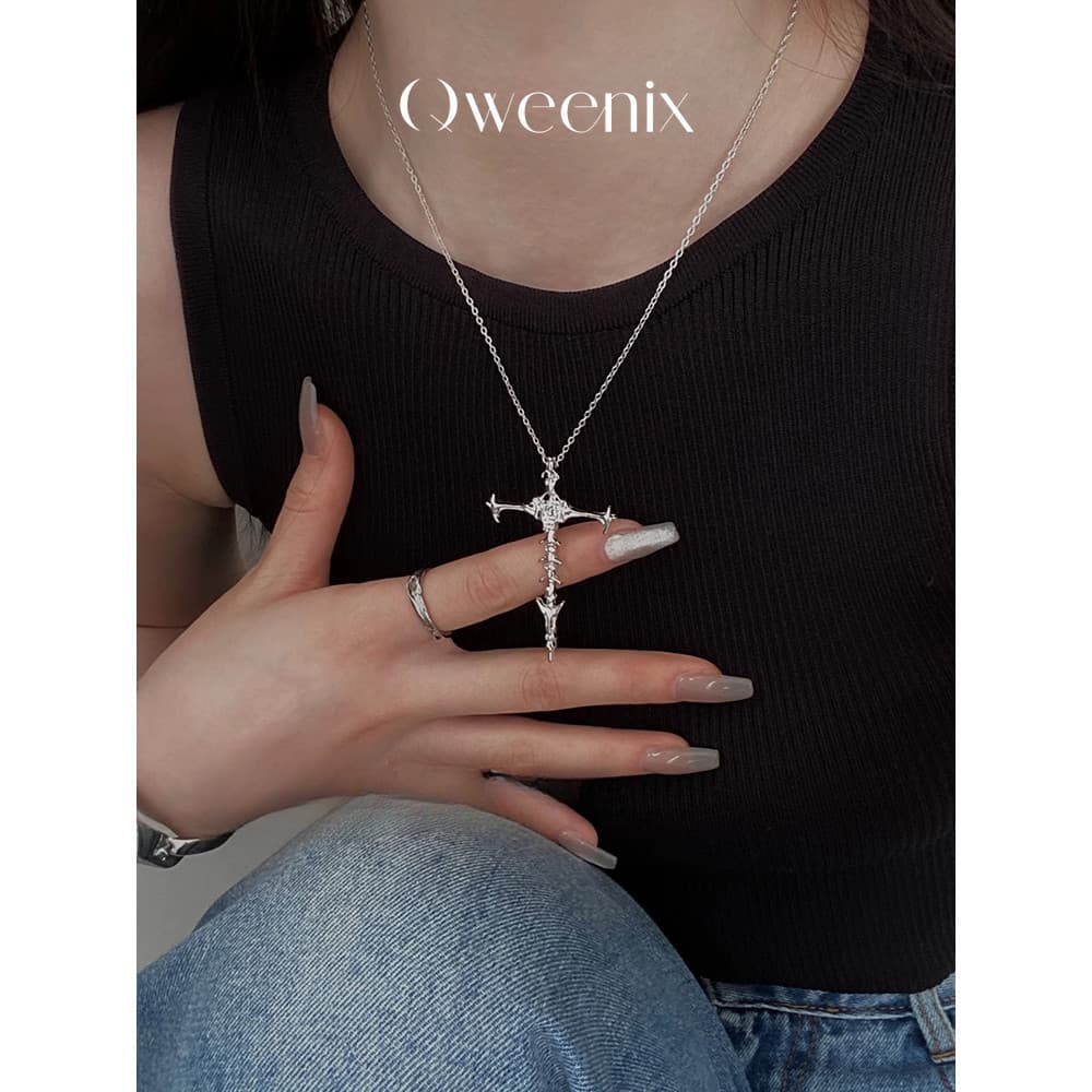 Colar De Cruz De Esqueleto Para Mulheres-Premium Sense , Luxo Leve , Design De Nicho , Corrente De Clavícula Suéter Vers