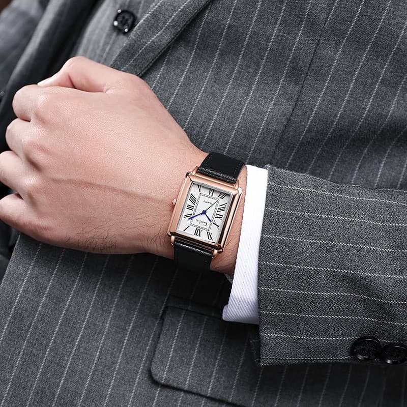 Casual romano negócios relógio masculino quadrado relógio masculino moda simples tanque cinto relógio uma peça transport
