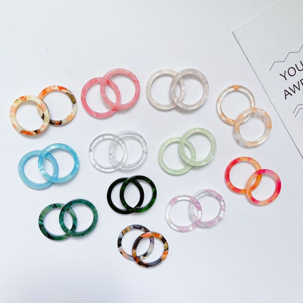 Coreia coreana em anel de acetato acrílico simples elegante não desbotamento único anel colorido transparente requintado