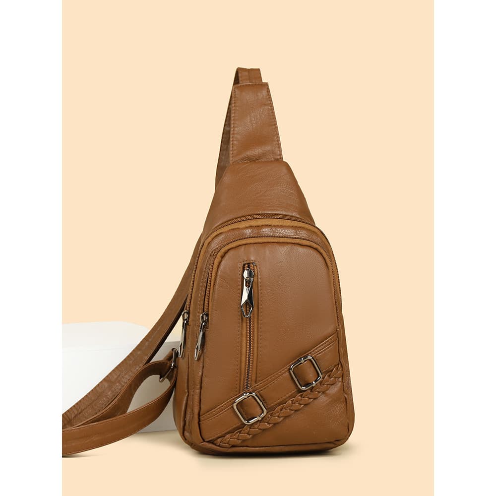 Luo Botu bolsa de peito de couro macio feminina Casual All-Match bolsa mensageiro de um ombro grande capacidade Commuter