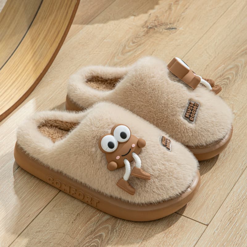 Quente interior casa chinelos de pelúcia de sola grossa 2026 novo estilo outono inverno bonito chinelos de algodão senho