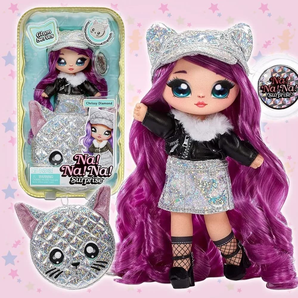 R3XR Na Na Na Surprise Série de Figuras Kawaii para Meninas, Boneca 2 em 1: Urso de Pelúcia Metálico Fashion com Bolsa,