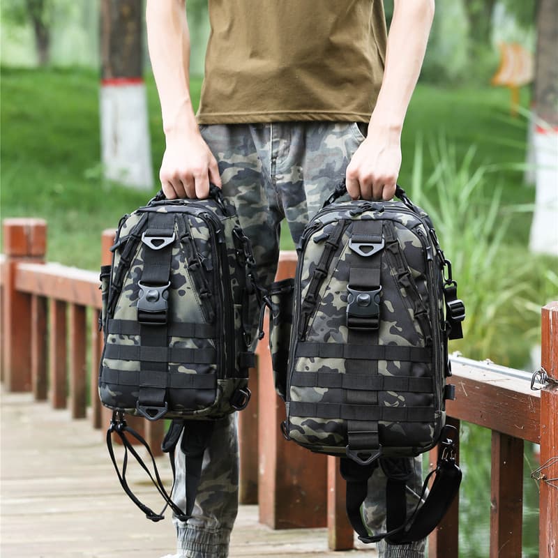 Saco de isca de um ombro Cross-corpo multifuncional saco de cintura mochila saco de vara de pesca mochila especial peque