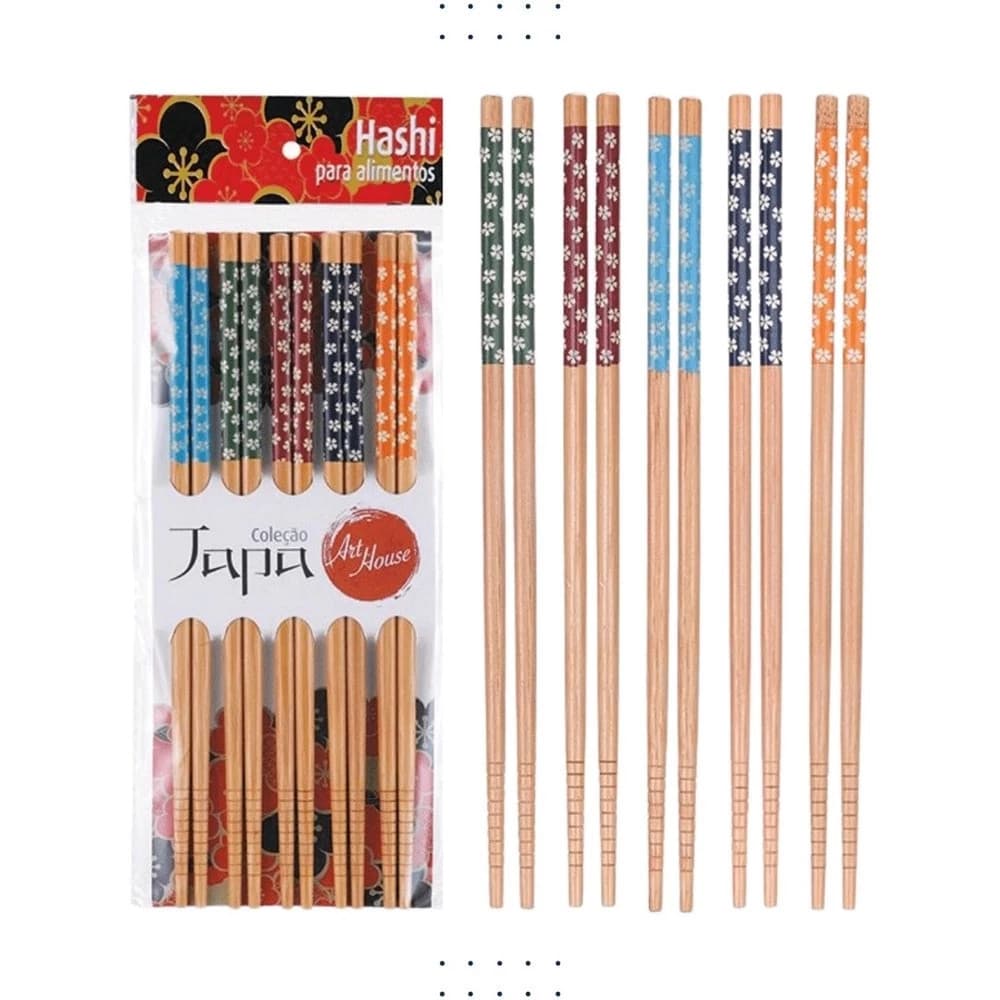 Hashi Comida Japonesa Kit Com 10 Pcs em Bambu Reutilizável Palitinho