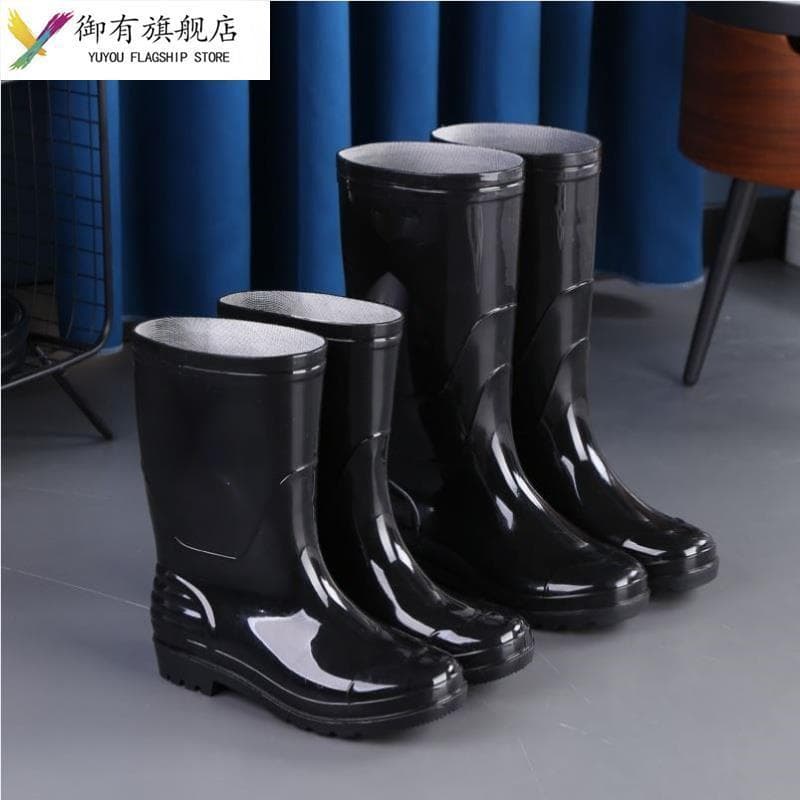 Botas de chuva de tubo curto masculino, sapatos de borracha à prova d'água de cano médio, sapatos de água para canteiro