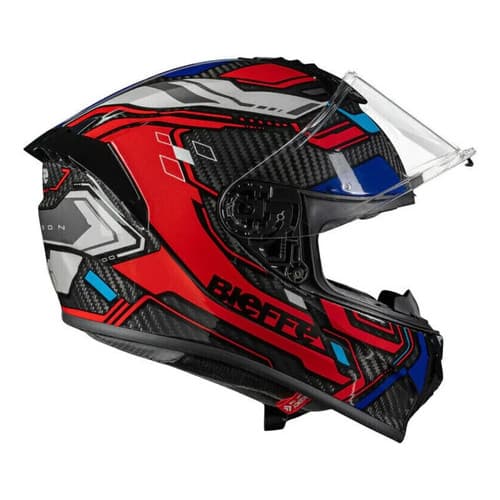 Capacete Moto Bieffe B-carbon Connect Preto Com Vermelho Brilho