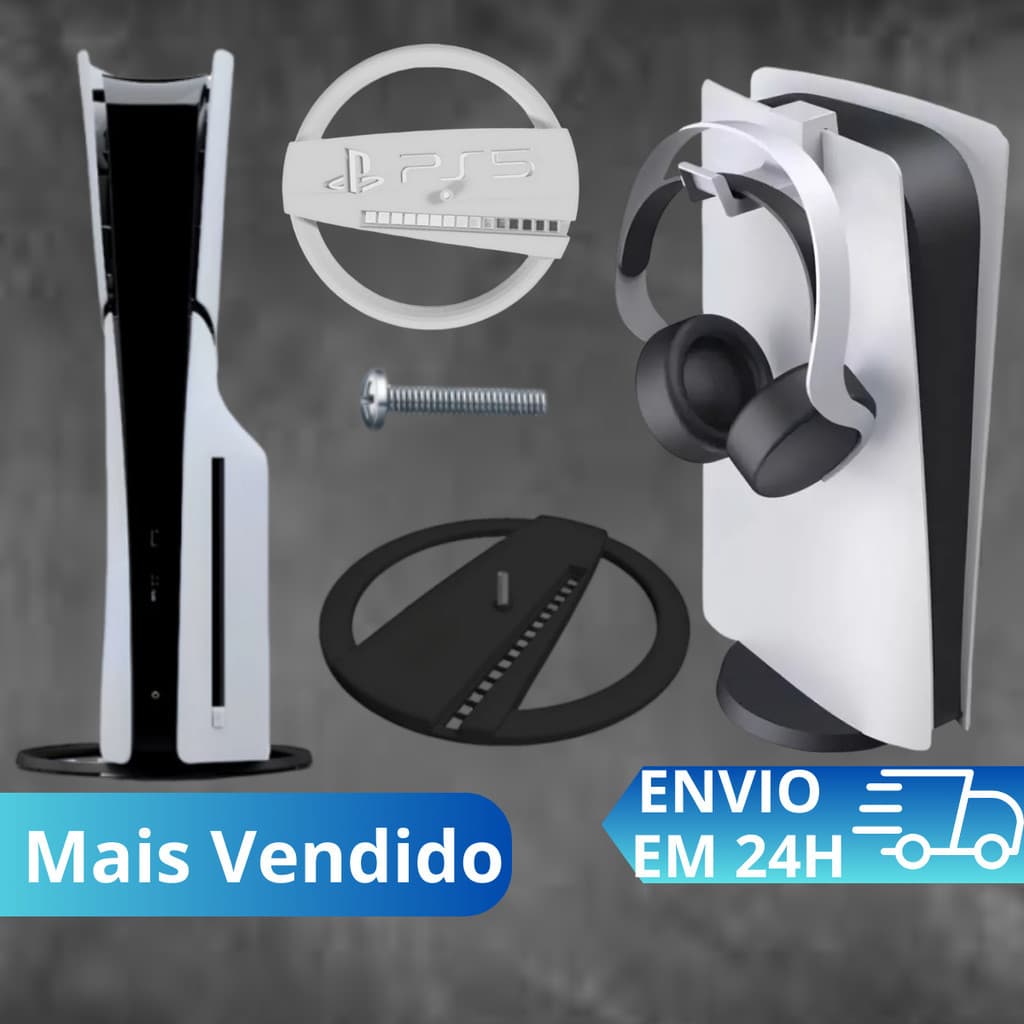 Suporte Base Vertical Para Playstation 5 Ps5 Slim Pro Suporte Headset Digital Com leitor ou sem