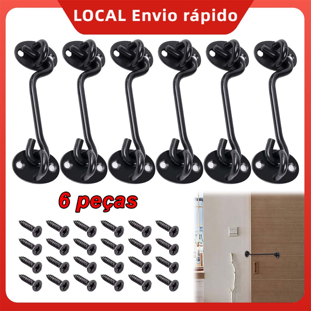 6 peças Fechadura de porta de celeiro em aço inoxidável à prova de ferrugem – Fecho de Montagem, para Quintal e Oficina