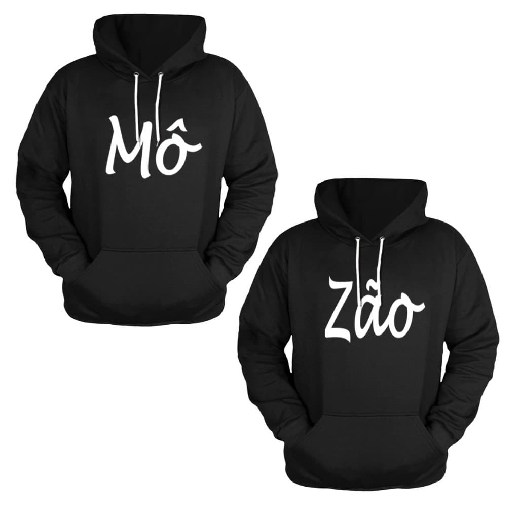 Kit 2 Blusas Moletom Casal Namorados Ele & Ela Estampado Mozão com capuz e bolso