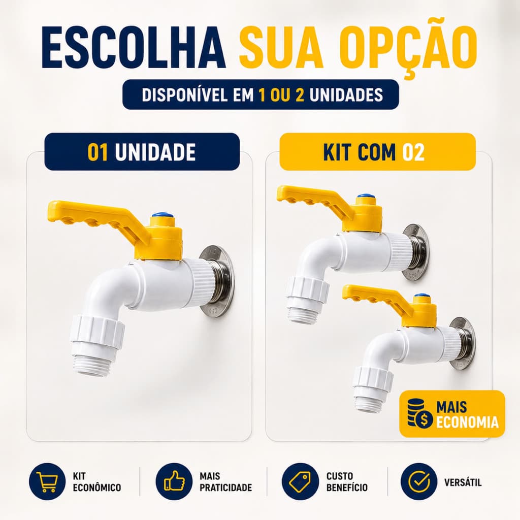 Torneira PVC 1/2 com Bico 3/4 para Esfera Mangueira Jardim Tanque Área com Alavanca