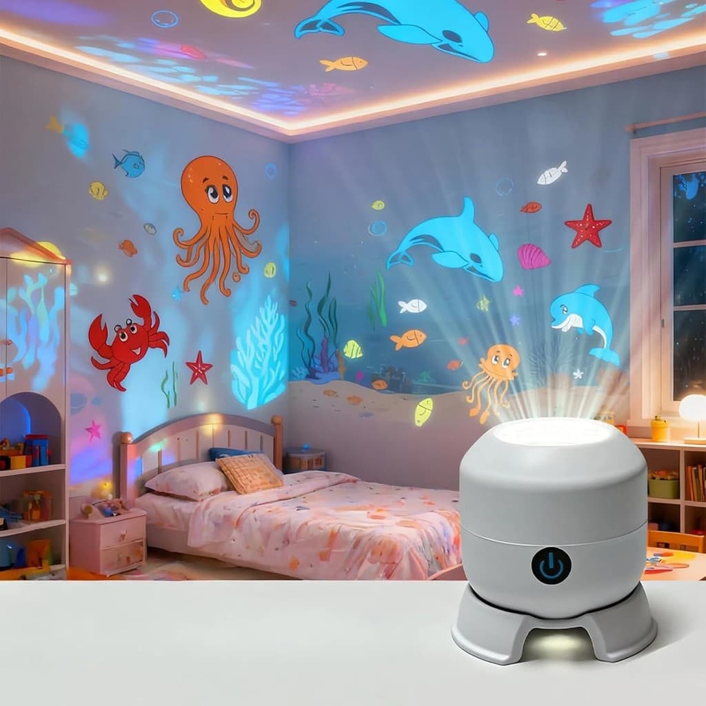 Luz De Projetor LED Rotativa Dinâmica , De Recarregável USB , Brilho Ajustável , Design De Base Exclusivo