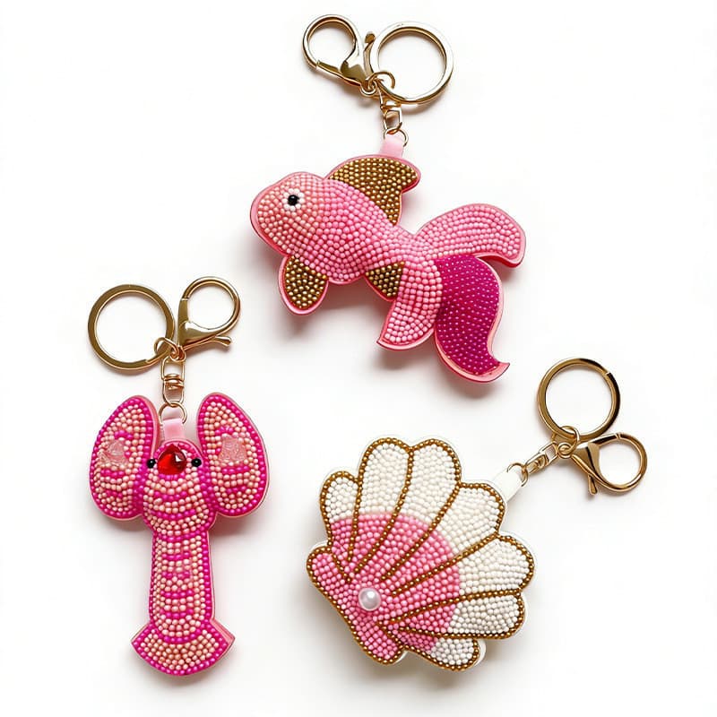 Concha, Lagosta, Caranguejo, Pingente de Bolsa Feminino com Pérola Rosa, Novo Chaveiro Criativo, Vida Marinha