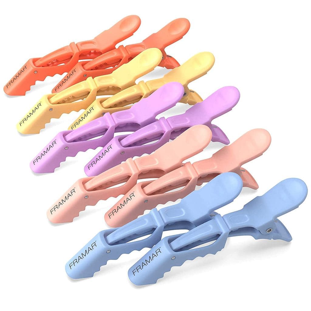 FRAMAR Presilhas de Cabelo Tipo Jacaré Pastel, Pacote com 10 - Presilhas Profissionais para Estilização de Cabelo, Presi