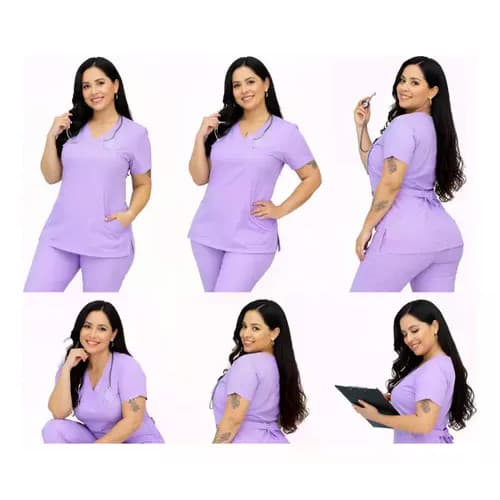 Pijama HOSPITALAR Feminino Scrub Plus Size Premium Ate O G5 lilas oxford Lisa g1 g2 g3 g4 g5