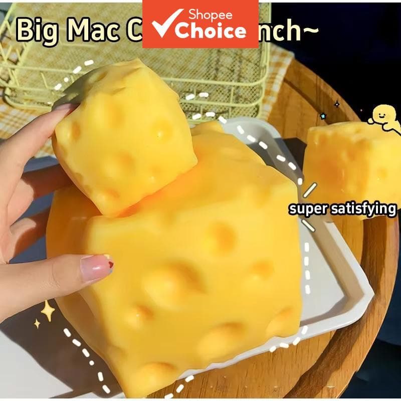 Brinquedo Fidget Sensorial de Queijo Quadrado para Alívio de Estresse, Presente de Natal