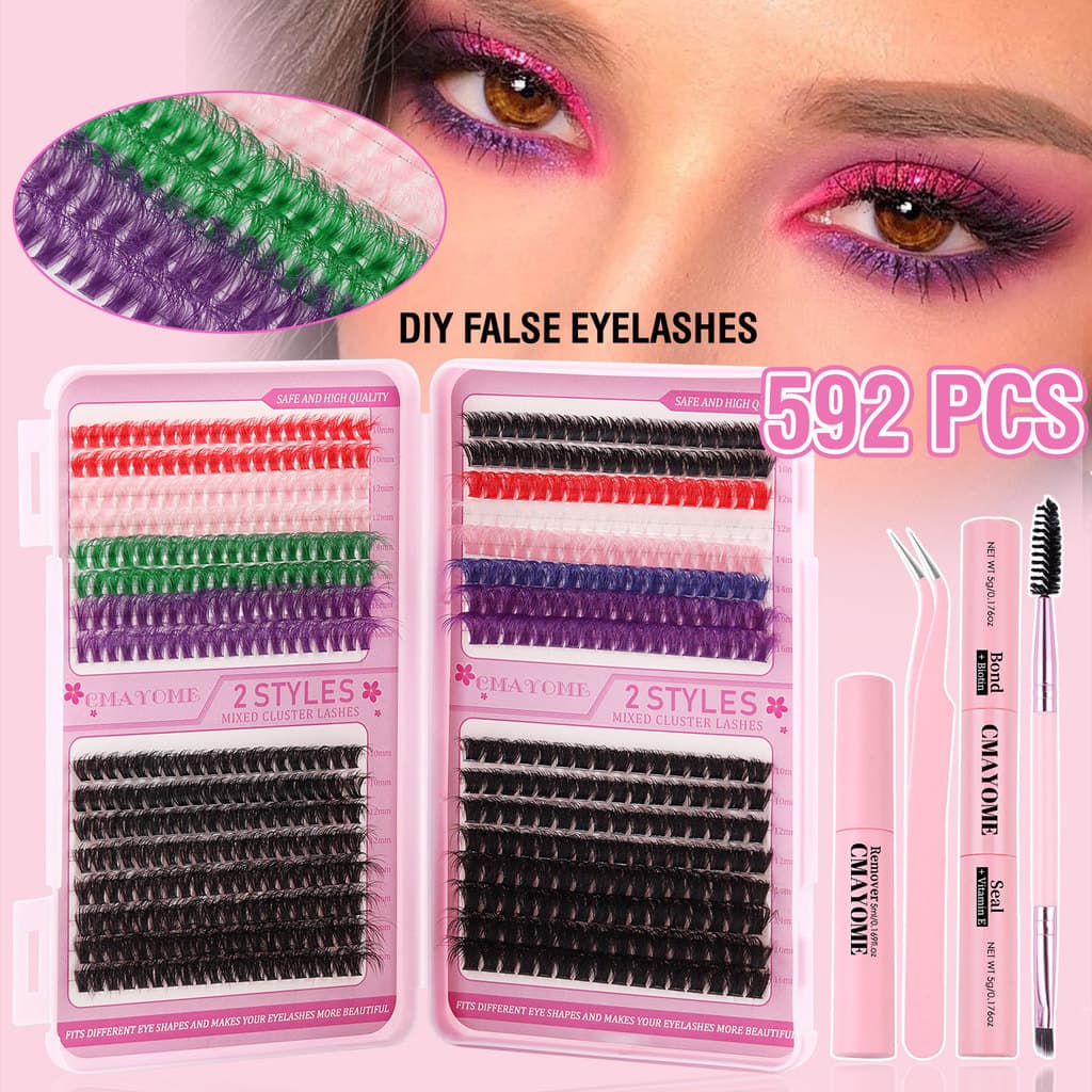 Estilo segmentado bagunçado exagerado 10-16mm grande capacidade D rolo cor cílios conjunto reutilizável diário namoro Co