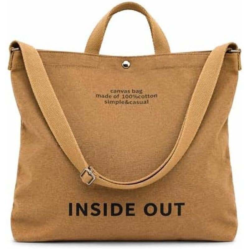 Sacola Grande Para Mulheres , Bolsa De Ombro De Lona De Algodão De 16 Onças Casual De Capacidade Com Alça Ajustável