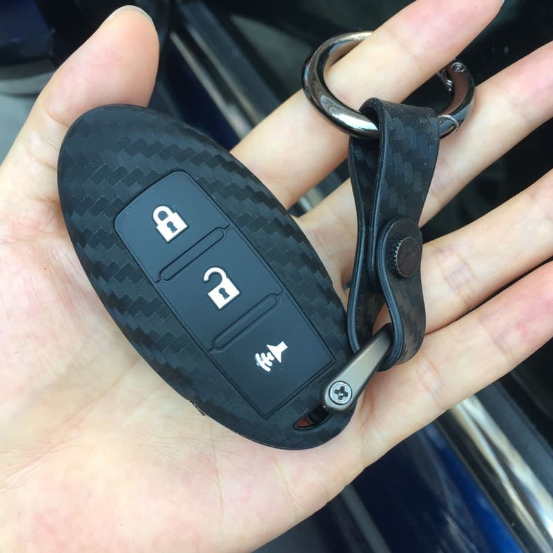 Adequado para nissan Teana Qijun sylvan EasyCard Liwei Infiniti padrão de fibra carbono Silicone caso chave do carro