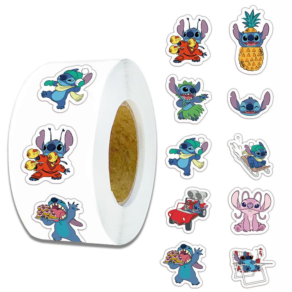 500 peças, 10 designs, rolo/fita de adesivos de desenhos animados fofos (2) JW1L