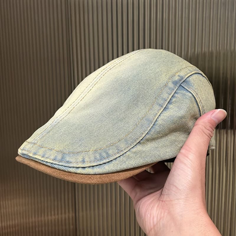 Japonês Retro lavado Denim frente chapéu feminino verão Casual All-Match grande circunferência da cabeça pequeno rosto r