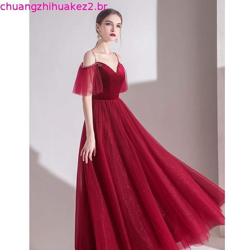 Vestido Longo Feminino de Festa Ciganinha Plissado Madrinha Casamento Formanda