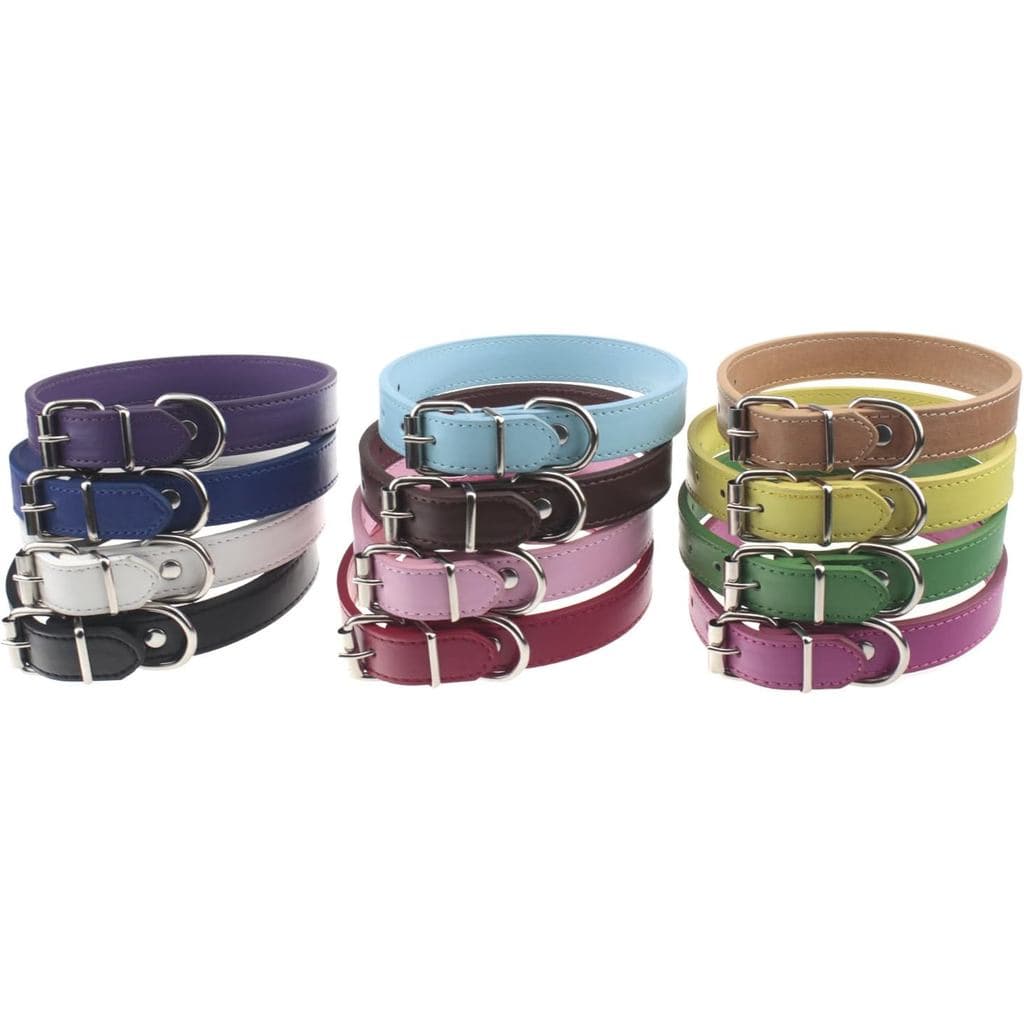 TenCloud Pet Collar Set of 12 or 16 Adjustable ID Collars Leather for Puppy Medium Large Breed Dogs Neck 6''~18'' (L(Nec