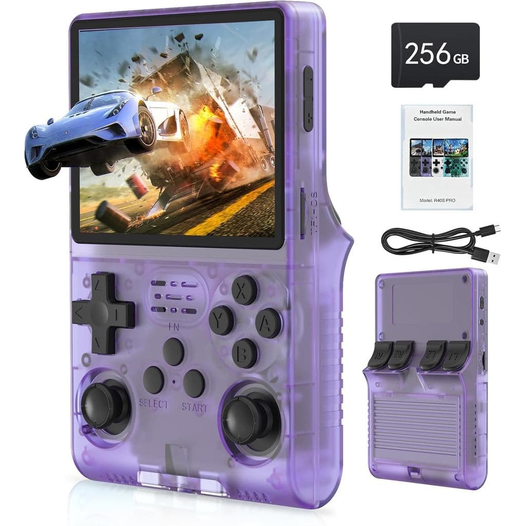 FVBADE [30000 em 1] R40S PRO Console de Jogos Portátil com Tela IPS de 3,5 polegadas, Mini Console Retro, Bateria de 380